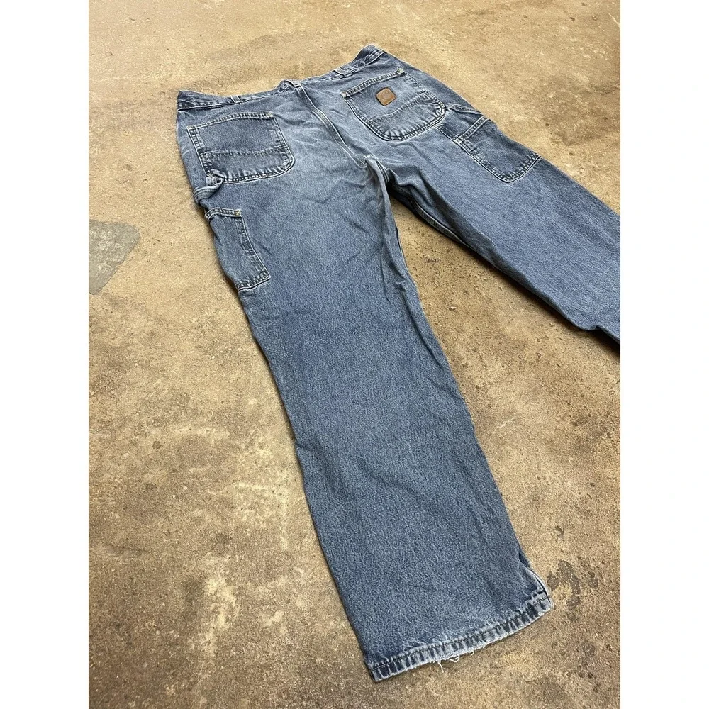 Carhartt B17DPS Jeans Mens 38x30 Stone‎ Wash Blue Relaxed Fit Straight Leg